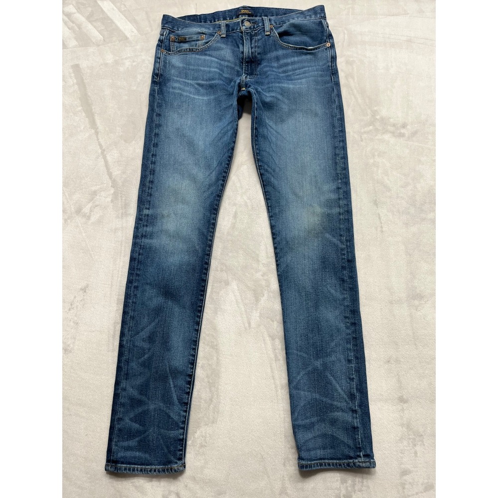 Polo Ralph Lauren Sullivan Slim Jeans Men 32x34 Blue Denim Whiskered Stretch